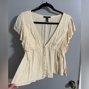 Forever 21 Cream Deep V Spring/Summer Top